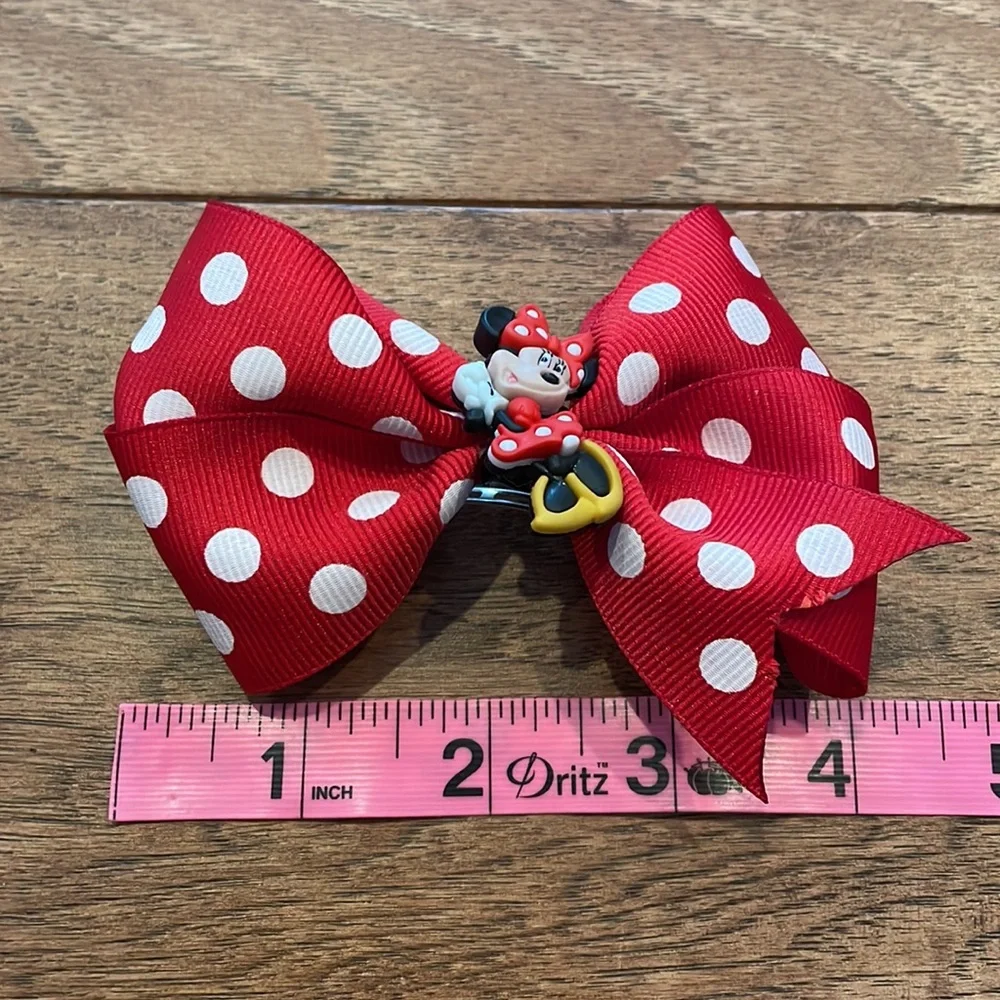 Girls Minnie Mouse Polka Dots Hair Bow - Clip